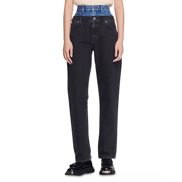 Sandro High Rise Black and Blue Jeans - Picture 1 of 12